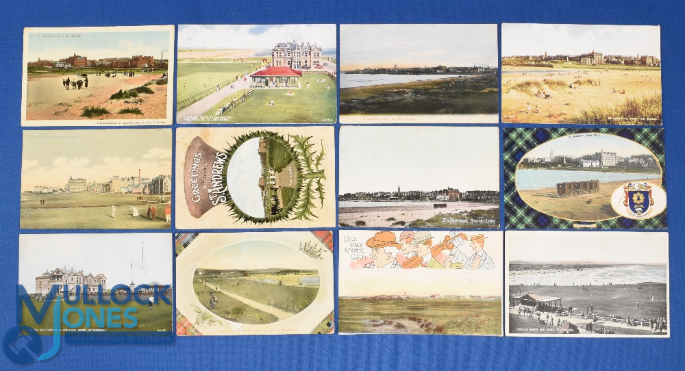 Interesting collection of various early 20thc St Andrew Golf Links coloured postcards (12) of