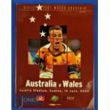 2003 Australia v Wales Rugby Programme: Large glossy Sydney issue, just months before the 2003