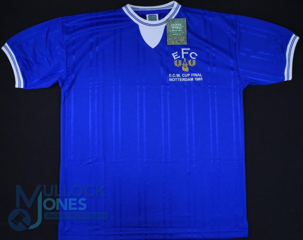 Everton FC home football shirt 1985 European Cup Winners Cup Final by Score Draw, Size XL, Blue with