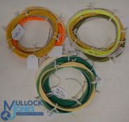 A collection of lightly used fly lines, as follows: Hardy WF 6F. Hardy WF 4F, 2 tone welded loop.