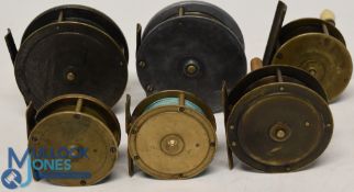 Collection of 6 antique brass/alloy reels, including a 2 ½