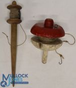 An early wooden Pike Trimmer in red and white. 4-1/2