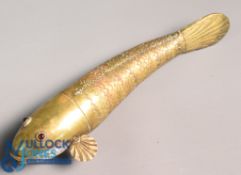 Vintage brass articulated 'Medina Fish' 7 1/2