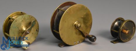 3x Early brass winch reels to incl 3 ¾