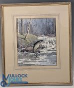 Cecil Thomas Hodgkinson (1895-1979) Hooked Salmon, watercolour, signed, framed and mounted under