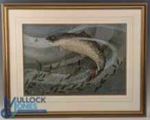 Ralston Gudgeon (1910-1984) watercolour Painting Study of salmon signed 'Ralston Gudgeon / RSW (