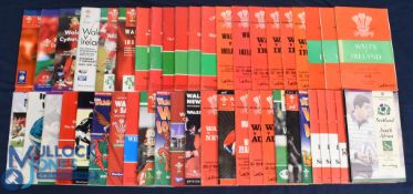 1957-2000s Wales Home & Away Rugby Programmes etc (c.60): Varied selection of capped Welsh matches