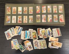 LARGE SELECTION OF CIGARETTE AND TEA CARDS including three albums with chickens, battles, flowers,