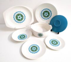J & G MEAKIN DINNER SERVICE decorated in the Capri pattern and comprising six entrée plates, six