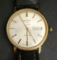 GENTLEMAN'S NINE CARAT GOLD CASED ROTARY AUTOMATIC WRISTWATCH 1970s, the dial with baton five minute