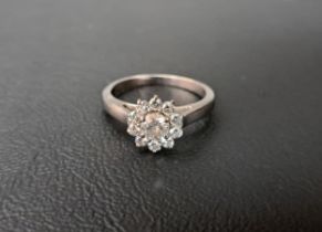 DIAMOND CLUSTER RING the central round brilliant cut diamond approximately 0.35cts in ten diamond