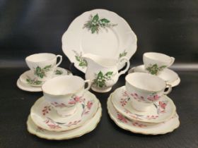 SPRINGFIELD CHINA TEA SERVICE the white ground decorated with lily of the valley and gilt