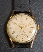 GENTLEMEN'S VINTAGE ROLEX PRECISION NINE CARAT GOLD CASED WRISTWATCH circa 1940s, the dial with