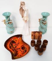 SELECTION OF DECORATIVE CERAMICS comprising a Leonardo Collection figure ornament; a retro style