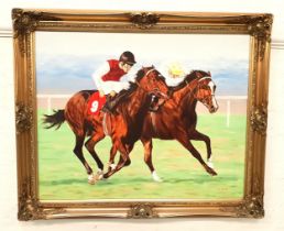 S. DRIVER Horse at the gallop, acrylic on canvas, signed and dated 1997, 59.5cm x 75cm