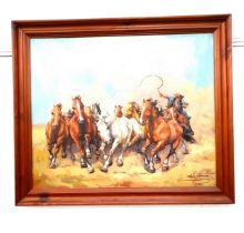 KOVACS ELEMER Wild horses, oil on canvas, signed, 49.5cm x 59.5cm