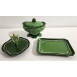 SELECTION OF EICHWALD POTTERY comprising a pin dish of rectangular form, the base impressed 2502,