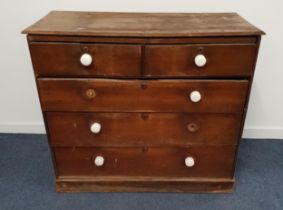 VICTORIAN MAHOGANY CHEST OF DRAWERS with a moulded top above two short and three long graduated