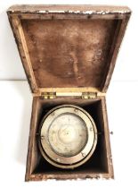 VINTAGE MARITIME COMPASS mounted on a gimbal, 16cm diameter, in a wooden case