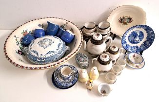 MIXED LOT OF CERAMICS including two Japanese part tea sets, Booths Pompadour pattern wash bowl,