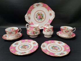 ROYAL ALBERT LADY CARLYLE TEA SET comprising thirteen cups and saucers, thirteen side plates,