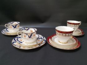 ROYAL STAFFORD MORNING GLORY TEA SET comprising five cups and six saucers and six side plates