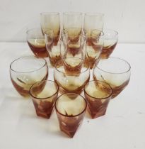 SELECTION OF VINTAGE AMBER GLASS TUMBLERS of varying size (33)