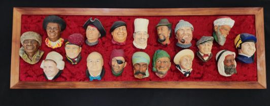 EIGHTEEN BOSSON PLASTER HEADS comprising Laplander, York, Fijian, Old Lady, Sir Winston Churchill,