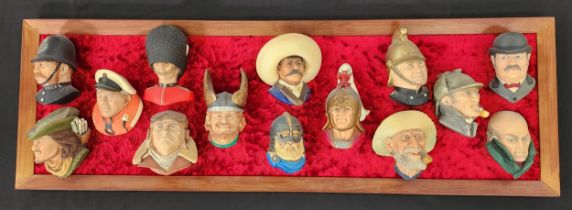 FOURTEEN BOSSON PLASTER HEADS comprising Sherlock Homes, Dr. Watson, Moriarty, Old Timer,