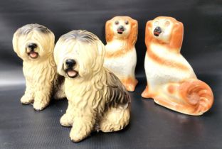 PAIR OF WALLY DOGS modelled as King Charles spaniels with glass eyes, 28.5cm high, together with a