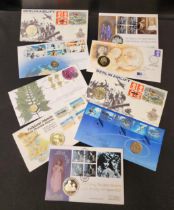 SELECTION OF COMMEMORATIVE COIN/FIRST DAY COVERS including the Royal family, British Motoring,