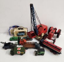 SELECTION OF VINTAGE DIE CAST VEHICLES including a Gamma tracked crane, Denzil Skinner Nuffield