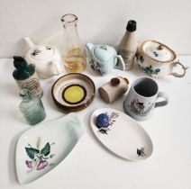 SELECTION OF CERAMICS including a Carlton Ware teapot with a pale duck egg blue body decorated