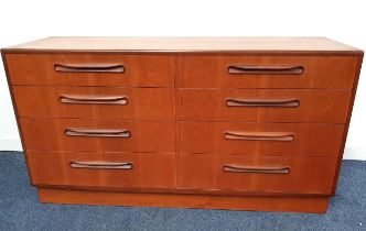 G PLAN TEAK LARGE CHEST OF DRAWERS the rectangular moulded top above four pairs of graduated