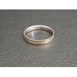 EIGHTEEN CARAT GOLD WEDDING BAND the central polished ring with brushed finish above and below, ring