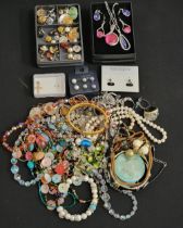 SELECTION OF COSTUME JEWELLERY including crystal bead necklaces, simulated pearls, suites of