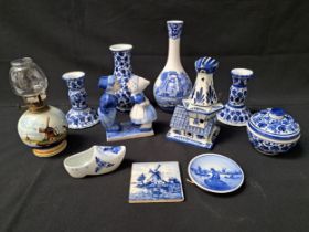 SELECTION OF DELFT AND BLUE AND WHITE CHINA comprising a small Royal Copenhagen Langelinie plaque,