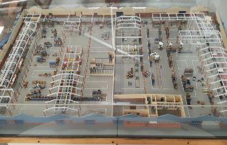 SCALE MODEL OF A VOLVO LORRY FACTORY showing the production line from start to finish,