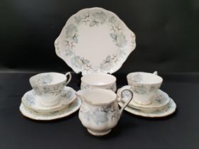 ROYAL ALBERT SILVER MAPLE TEA SET comprising six tea cups and saucers, six side plates, sandwich