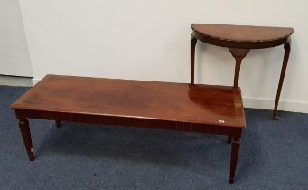 G PLAN MAHOGANY AND CROSSBANDED OCCASIONAL TABLE with a rectangular top above a carved frieze,