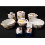 SELECTION OF ROYAL WORCESTER EVESHAM WARE comprising two egg coddlers, two lidded circular oven