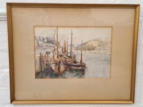 WILLIAM ARTHUR CARRICK (Scottish 1879-1964) Boats in the harbour, watercolour, signed, 25cm x 36.5cm