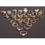 SELECTION OF SILVER AND OTHER RINGS including paste and stone set examples, one box