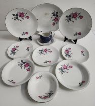 BURLEIGH WARE DINNER SERVICE decorated with roses on a white ground with silver highlights,