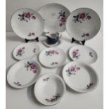 BURLEIGH WARE DINNER SERVICE decorated with roses on a white ground with silver highlights,