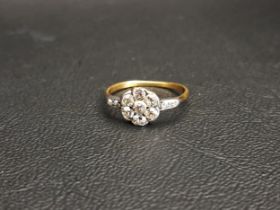 DIAMOND CLUSTER RING the diamonds totalling approximately 0.4cts, on unmarked gold shank, ring