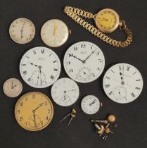 SELECTION OF POCKET AND WRIST WATCH DIALS, MOVEMENTS AND PARTS including a Hamilton and Inches