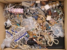 LARGE SELECTION OF COSTUME JEWELLERY including simulated pearls, necklaces, pendants, bracelets,