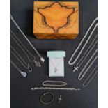 SELECTION OF SILVER JEWELLERY including an opal set kangaroo pendant on chain, a pink topaz set