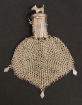 UNUSUAL AUSTRIAN SILVER PURSE the mesh body with circular expanding hinged top section secured